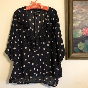 Abstract Moon Phases Ruffled Blouse